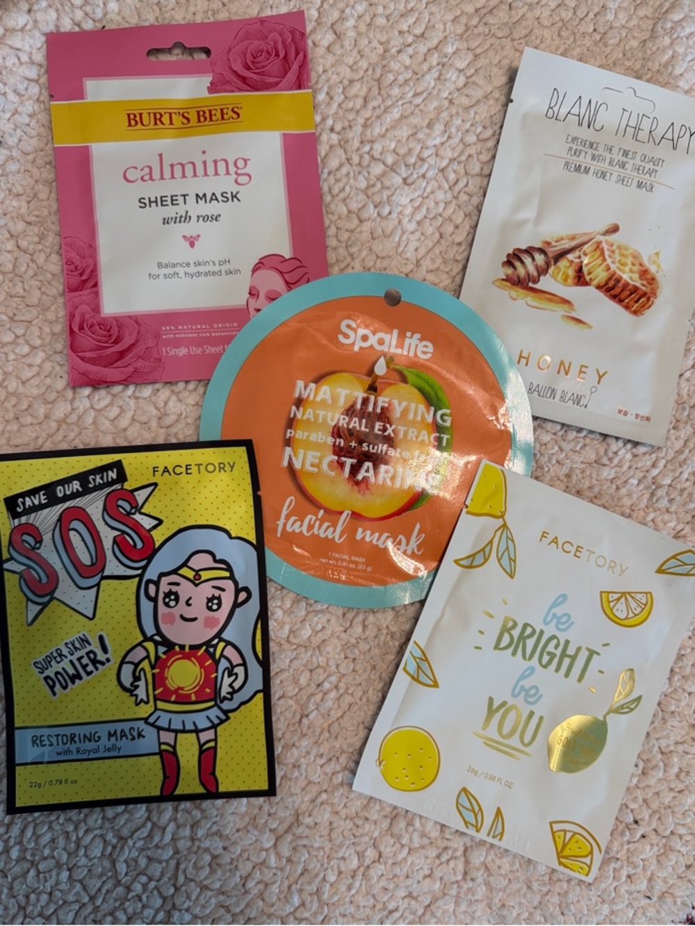 Assorted Sheet Facial Masks - Mixed Colors